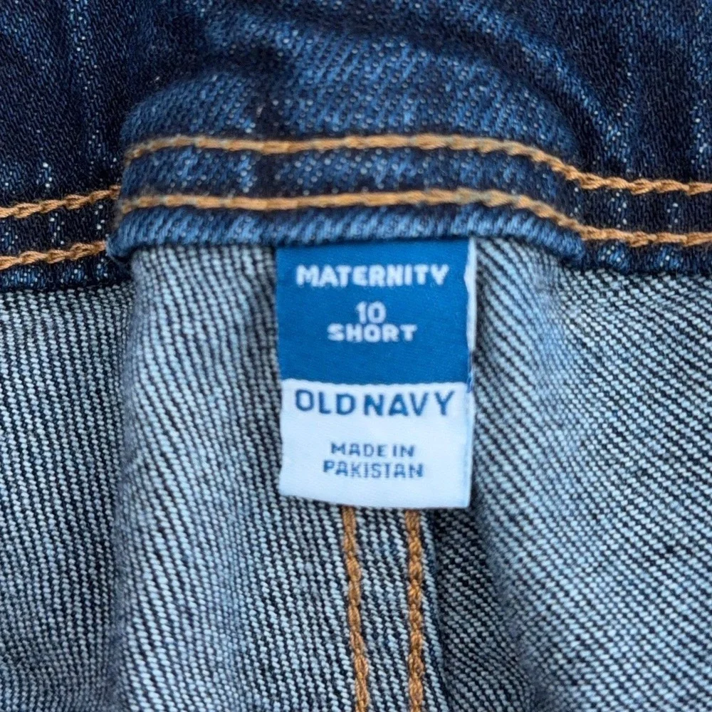 Old Navy Maternity Denim Overalls Women 10 Short Cotton Spandex Blue